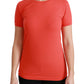 Elegant Red Crewneck Short Sleeve Tee