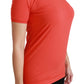 Elegant Red Crewneck Short Sleeve Tee