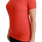 Elegant Red Crewneck Short Sleeve Tee