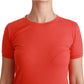 Elegant Red Crewneck Short Sleeve Tee