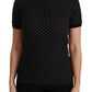 Elegant Black Dotted Polo Shirt