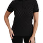 Elegant Black Dotted Polo Shirt