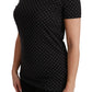 Chic Black Dotted Crewneck Cotton Tee