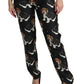 Elegant Silk Puppy Dog Print Pants