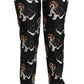 Elegant Silk Puppy Dog Print Pants