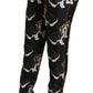 Elegant Silk Puppy Dog Print Pants