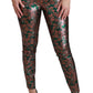 Elegant Bronze Leaf Metallic Trousers