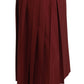 Elegant Red High Waist Virgin Wool Skirt