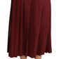 Elegant Red High Waist Virgin Wool Skirt