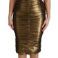 Gold Stretch Lame Ruched Dress