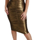 Gold Stretch Lame Ruched Dress