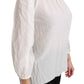 Elegant White Silk Turtle Neck Blouse