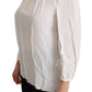 Elegant White Silk Turtle Neck Blouse