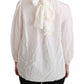 Elegant White Silk Turtle Neck Blouse