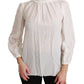 Elegant White Silk Turtle Neck Blouse