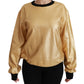 Elegant Gold Crew Neck Cotton Sweater