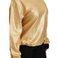 Elegant Gold Crew Neck Cotton Sweater