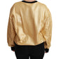 Elegant Gold Crew Neck Cotton Sweater