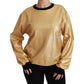 Elegant Gold Crew Neck Cotton Sweater