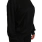 Elegant Black Cotton Crew Neck Pullover Sweater