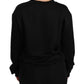 Elegant Black Cotton Crew Neck Pullover Sweater