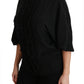 Elegant Black Silk Short Sleeve Blouse