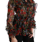 Elegant Floral Silk Long Sleeve Blouse