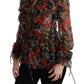 Elegant Floral Silk Long Sleeve Blouse