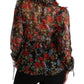 Elegant Floral Silk Long Sleeve Blouse