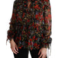 Elegant Floral Silk Long Sleeve Blouse