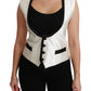 Elegant Silk Sleeveless Vest in Black & White