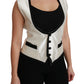 Elegant Silk Sleeveless Vest in Black & White