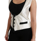 Elegant Silk Sleeveless Vest in Black & White