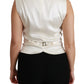 Elegant Silk Sleeveless Vest in Black & White