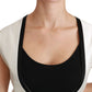 Elegant Silk Sleeveless Vest in Black & White