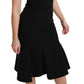 Elegant Black Fit Flare Wool Blend Dress