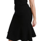 Elegant Black Fit Flare Wool Blend Dress