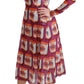 Elegant Bellezza Print Silk Maxi Dress