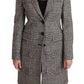 Elegant Multicolor Checked Knee-Length Jacket Coat