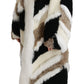 Elegant Multicolor Shearling Cape Coat