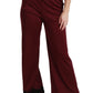 Elegant Maroon High Waist Wide Leg Trousers