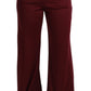 Elegant Maroon High Waist Wide Leg Trousers