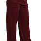 Elegant Maroon High Waist Wide Leg Trousers