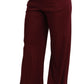 Elegant Maroon High Waist Wide Leg Trousers