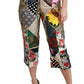 Elegant High Waist Cropped Silk Blend Trousers