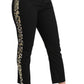 Gold Leopard Jacquard High Waist Pants