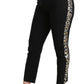 Gold Leopard Jacquard High Waist Pants