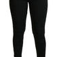 Elegant High Waist Skinny Black Brocade Pants