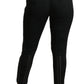 Elegant High Waist Skinny Black Brocade Pants