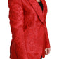 Red Floral Angel Pattern Blazer